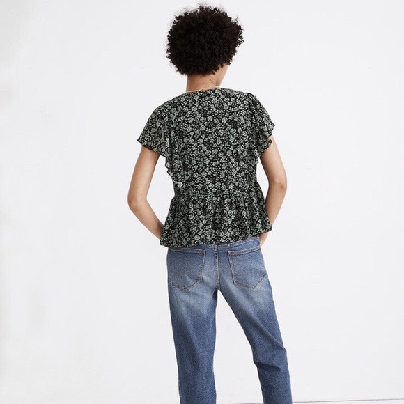 Madewell Georgette Ruffle-Sleeve Peplum Top in Fleur Field - Picture 3 of 7